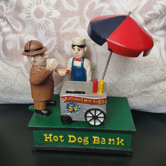 Antique Hot Dog Cart Piggy Bank by C Hawthorne Direct LLC - Picture 1 of 8
